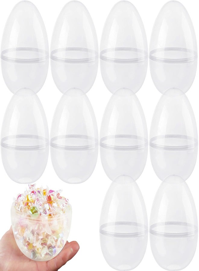 Restroma 10 Pcs 6 Inch Large Clear Plastic Eggs Transparent Easter Eggs Fillable Big Plastic Egg for Easter Hunt Party Decoration - Image 1